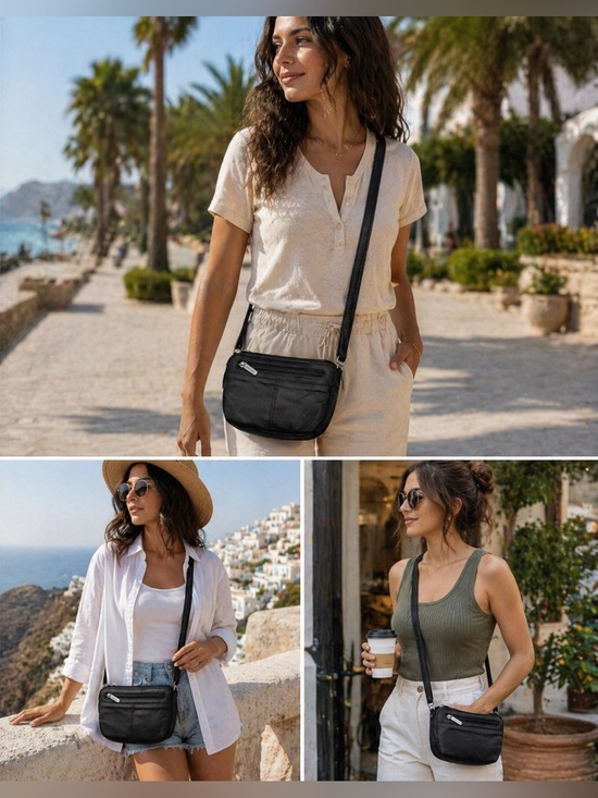 Travelon Handbags - Travelon Black Crossbody Bag with Silver Accents